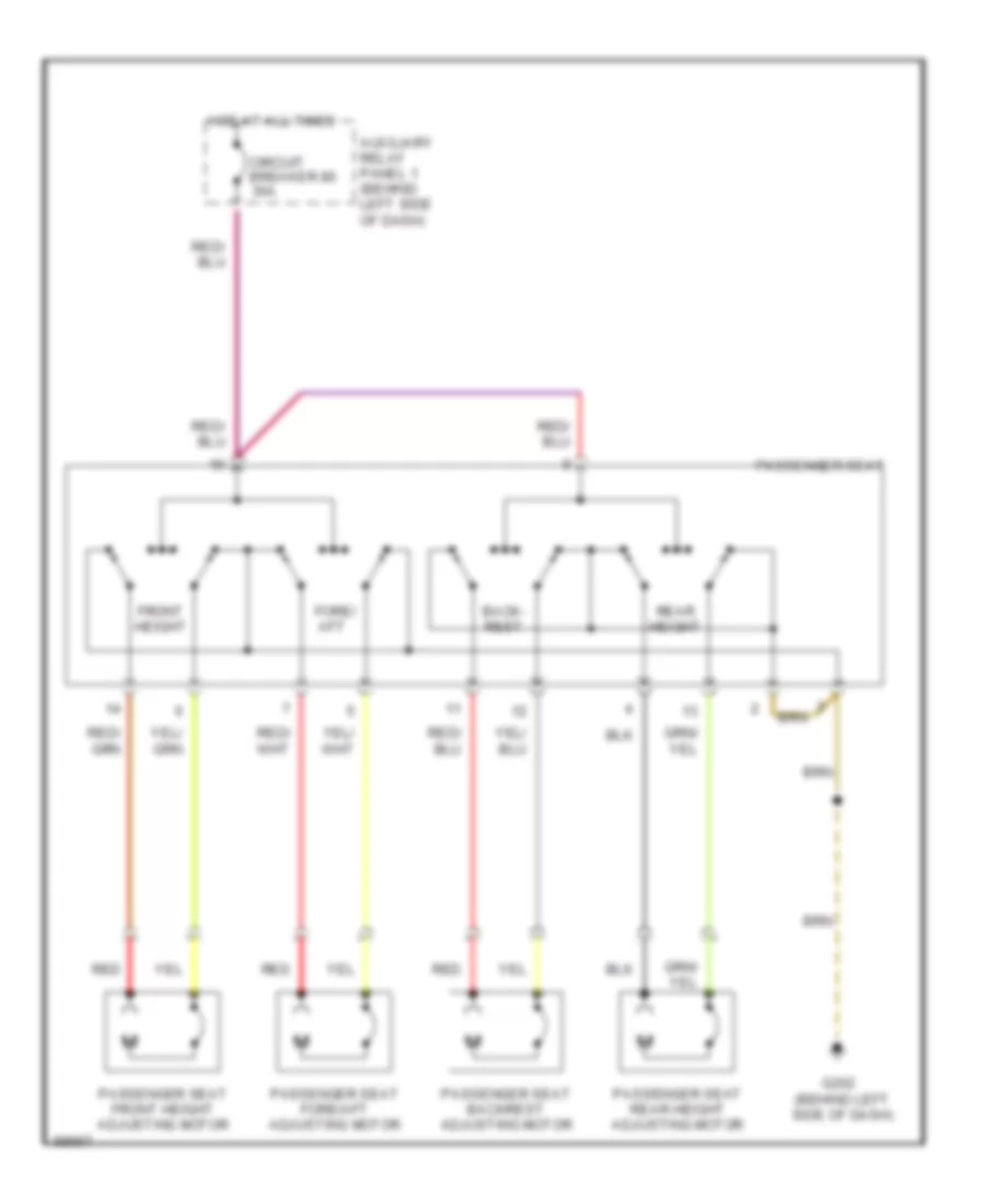 Passenger Seat Wiring Diagram, with Driver Memory Seat for Audi 100 S 1992
