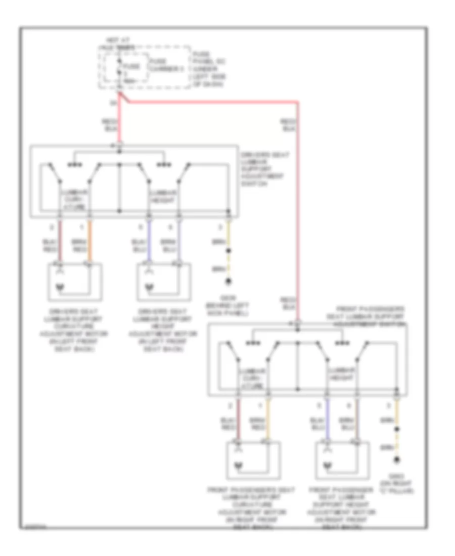 Lumbar Wiring Diagram, without Power Seats for Audi A5 Quattro 2009