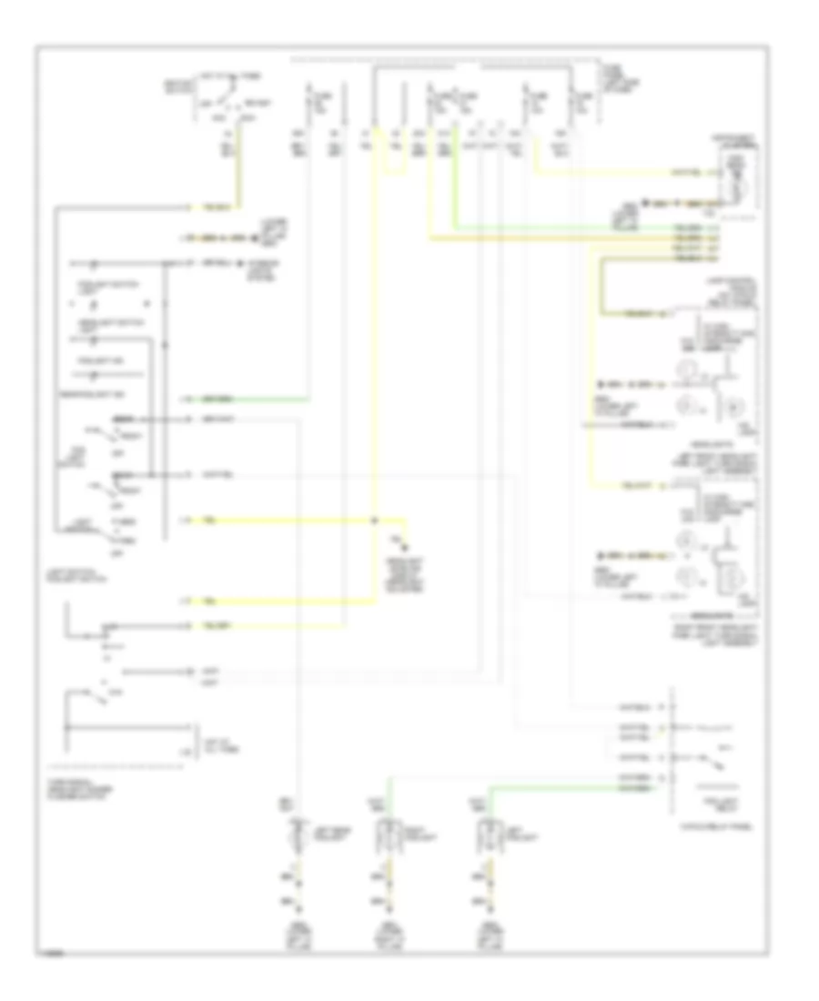 Headlamps  Fog Lamps Wiring Diagram without DRL for Audi A6 Quattro 2000