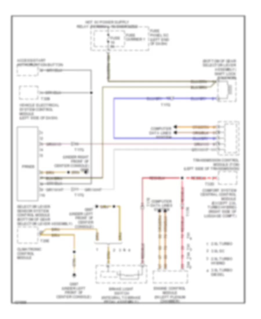 Shift Interlock Wiring Diagram for Audi SQ5 Prestige 2014