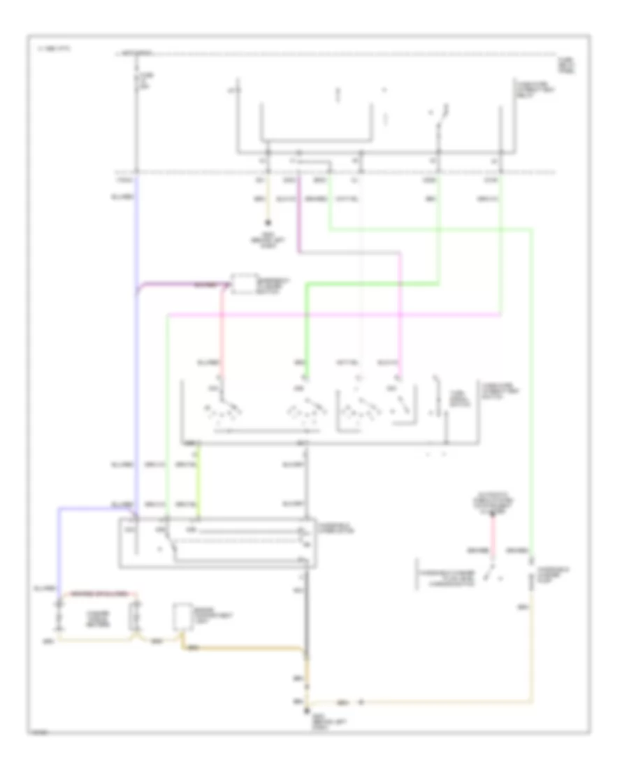 Электросхема передних стеклоочистителей дворников и омывателя лобового стекла для Audi 90 CS Quattro 1993
