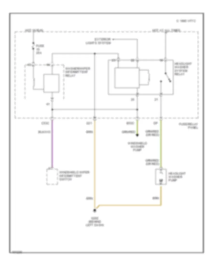 Headlamp Washer Wiring Diagram for Audi 90 CS Quattro 1993