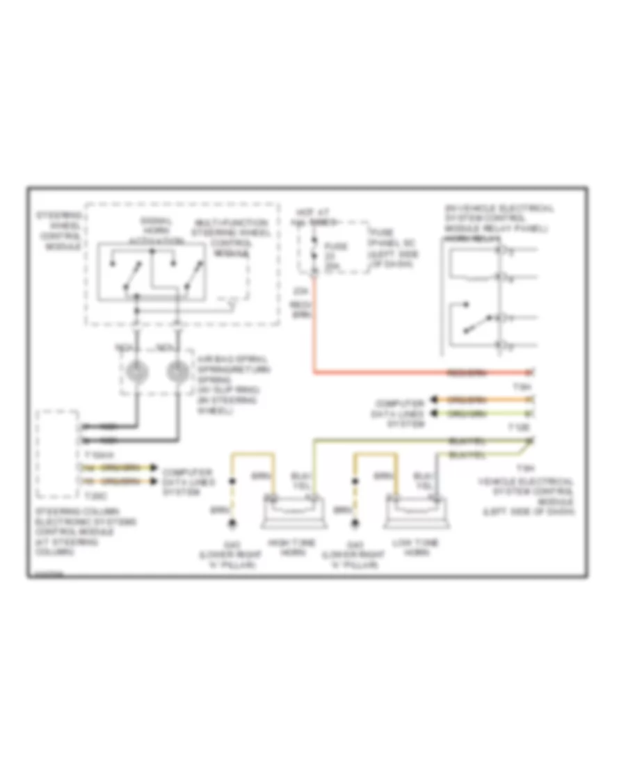 Horn Wiring Diagram Early Production for Audi TT Quattro 2009