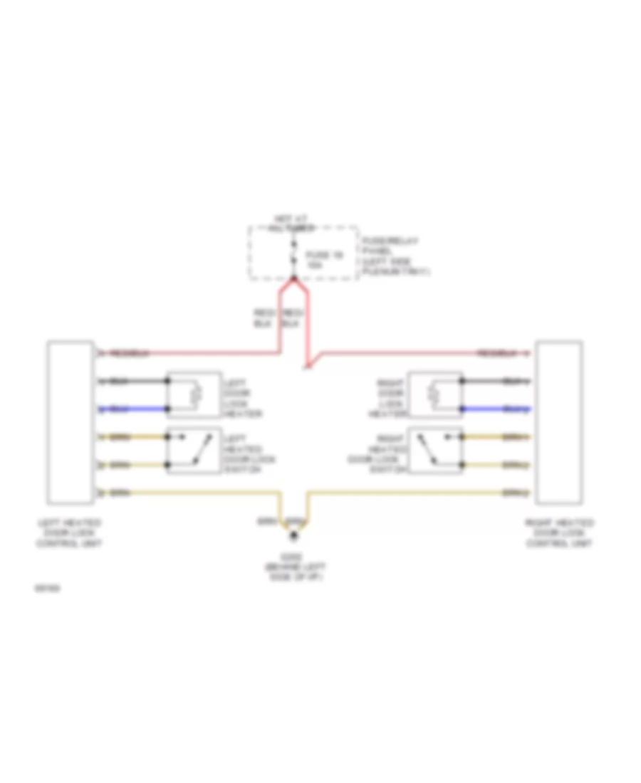 Heated Door Locks Wiring Diagram for Audi 90 CS 1994