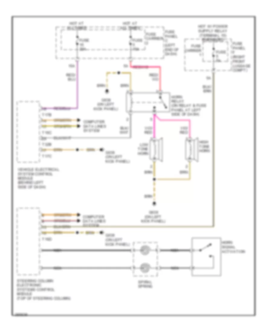 Horn Wiring Diagram for Audi A8 2012