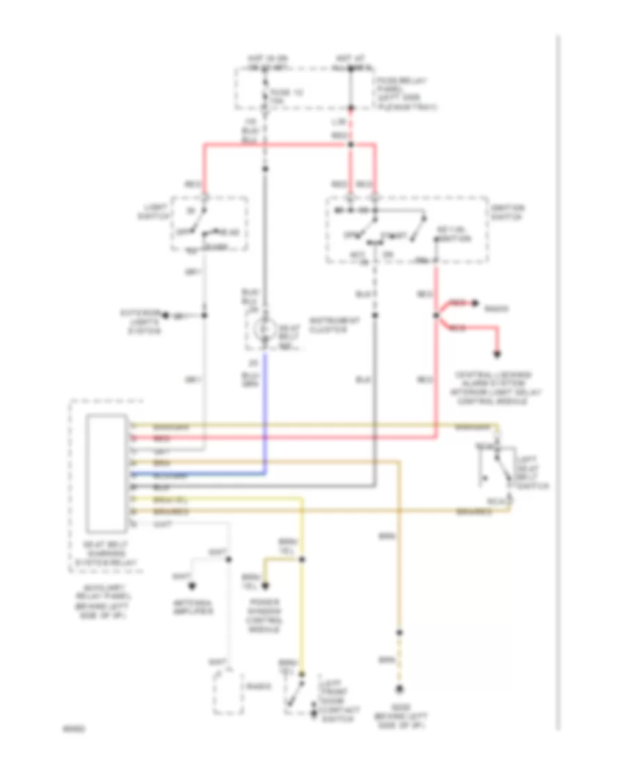 Warning Systems Wiring Diagram, without Mini-Check System for Audi 90 CS Quattro 1994