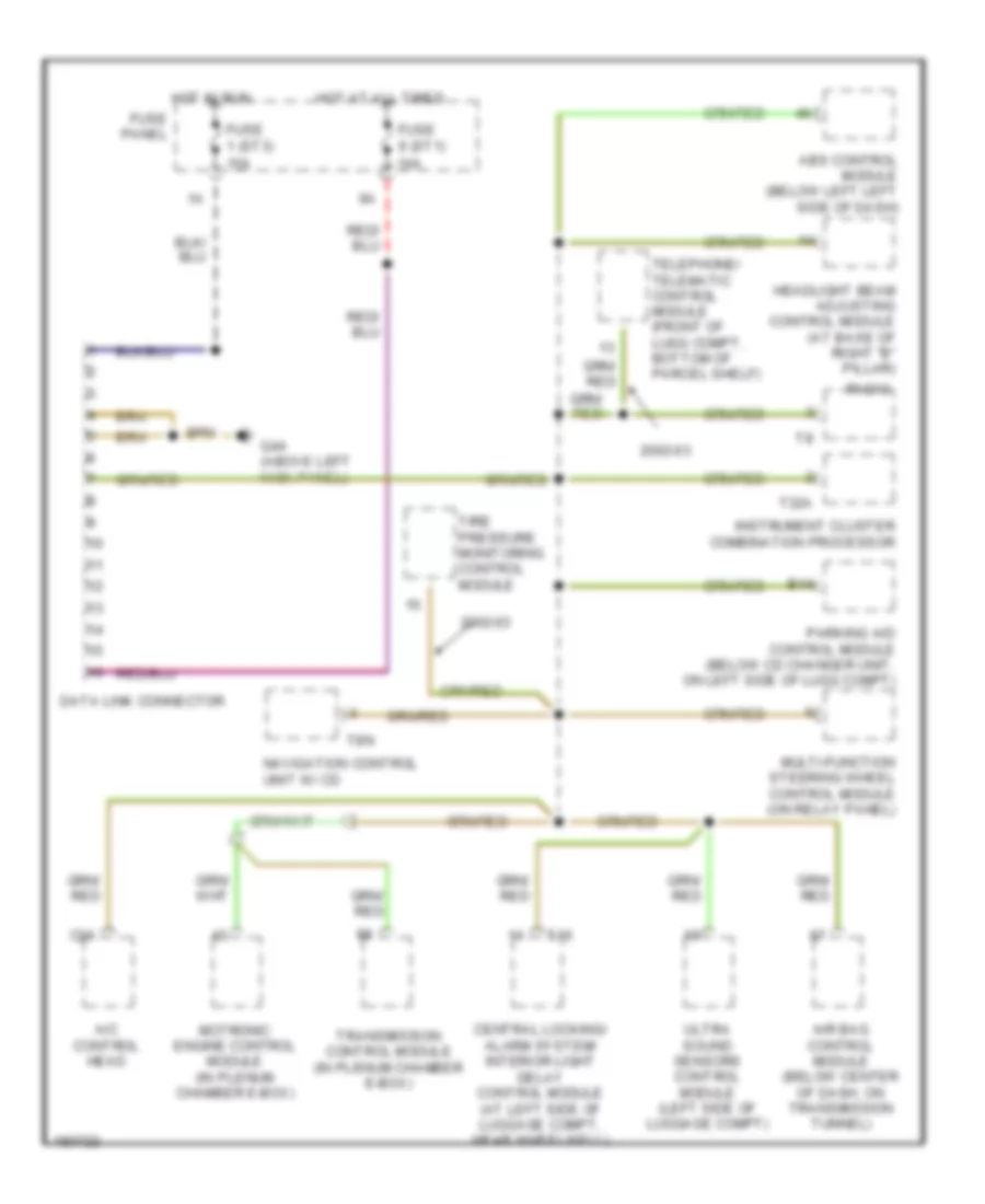 Computer Data Lines Wiring Diagram for Audi A8 L Quattro 2002