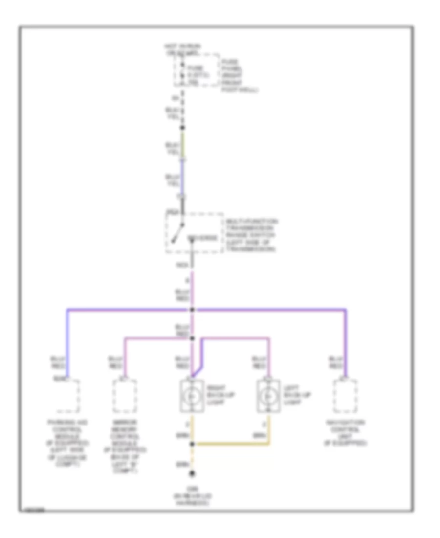 Back up Lamps Wiring Diagram for Audi A8 L Quattro 2002