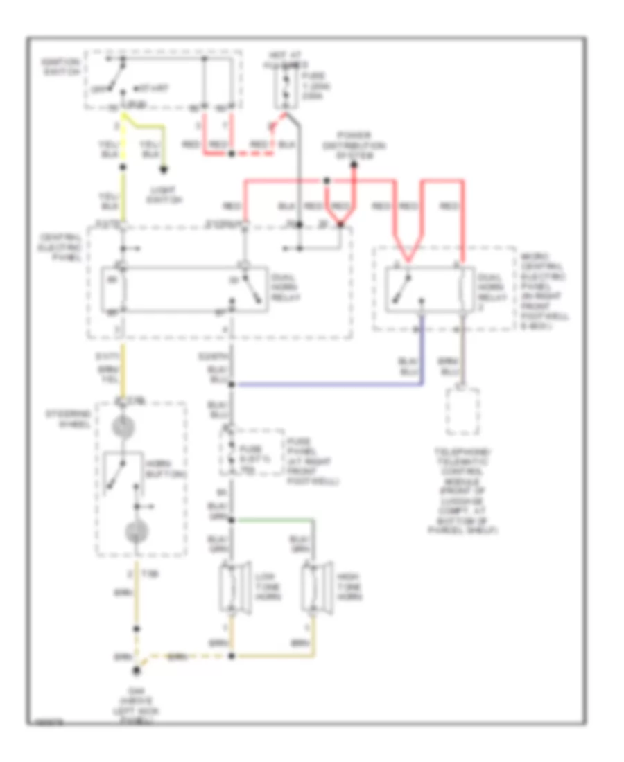 Horn Wiring Diagram with Telematics for Audi A8 L Quattro 2002
