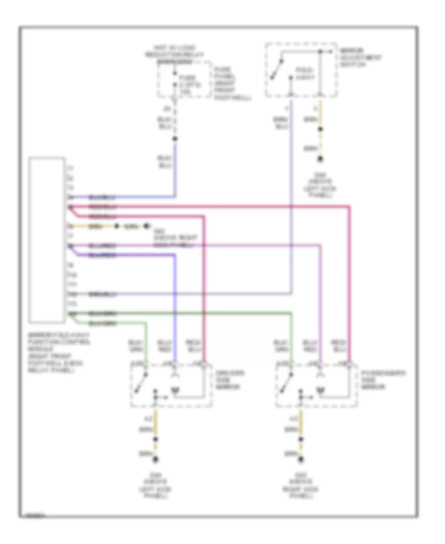 Fold-back Mirrors Wiring Diagram for Audi A8 L Quattro 2002