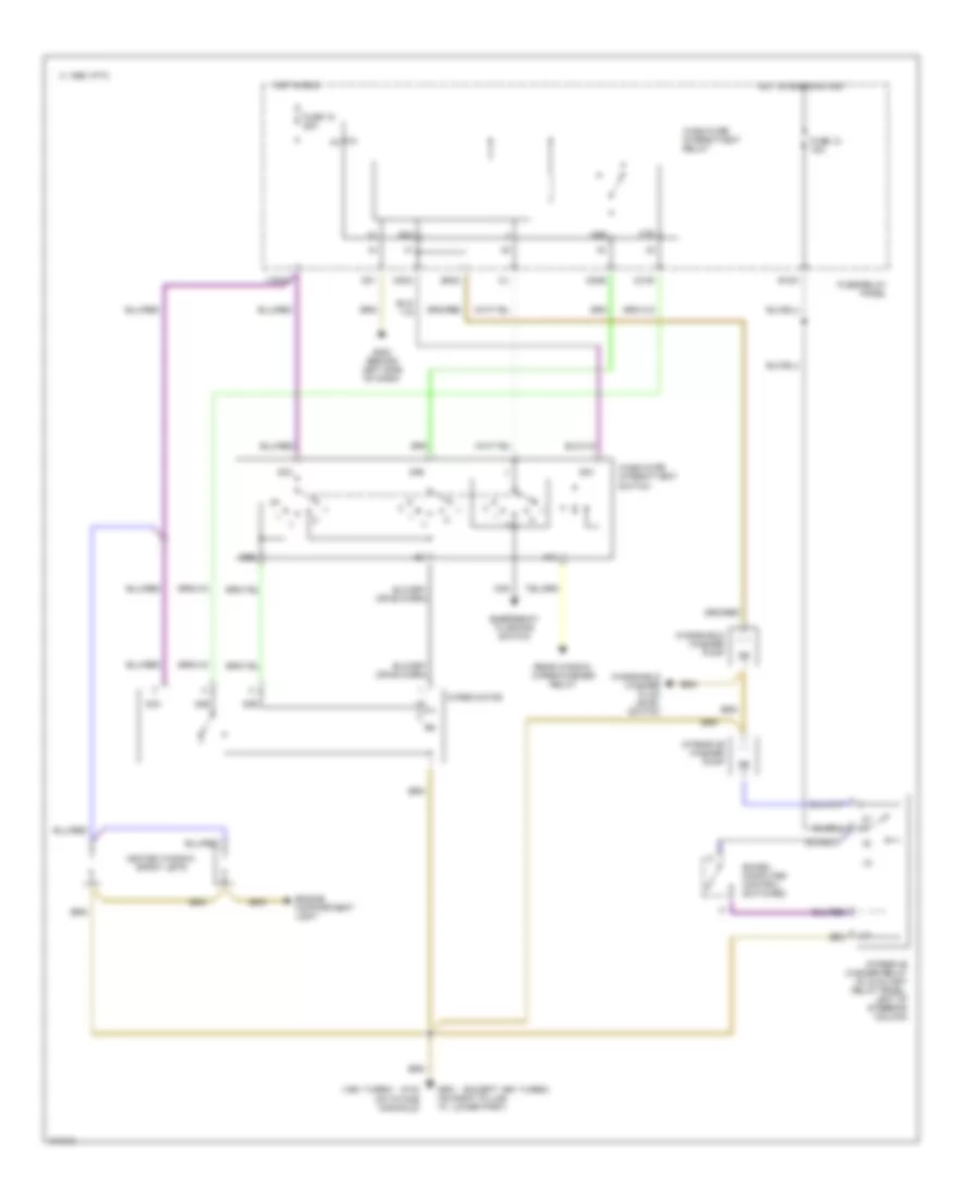 Электросхема передних стеклоочистителей дворников и омывателя лобового стекла для Audi 200 Quattro 1990