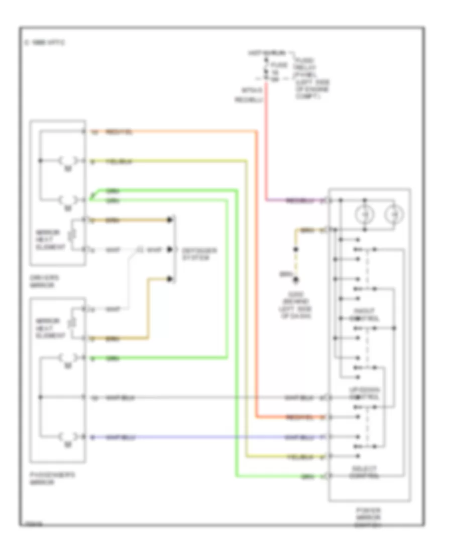 Power Mirrors Wiring Diagram for Audi 90 Quattro 1990