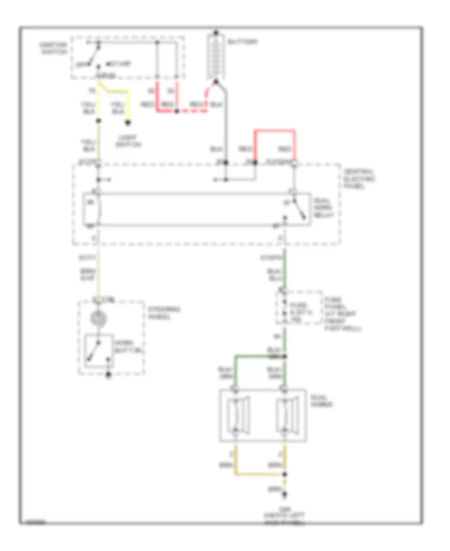 Horn Wiring Diagram, without Steering Wheel Controls for Audi A8 1997