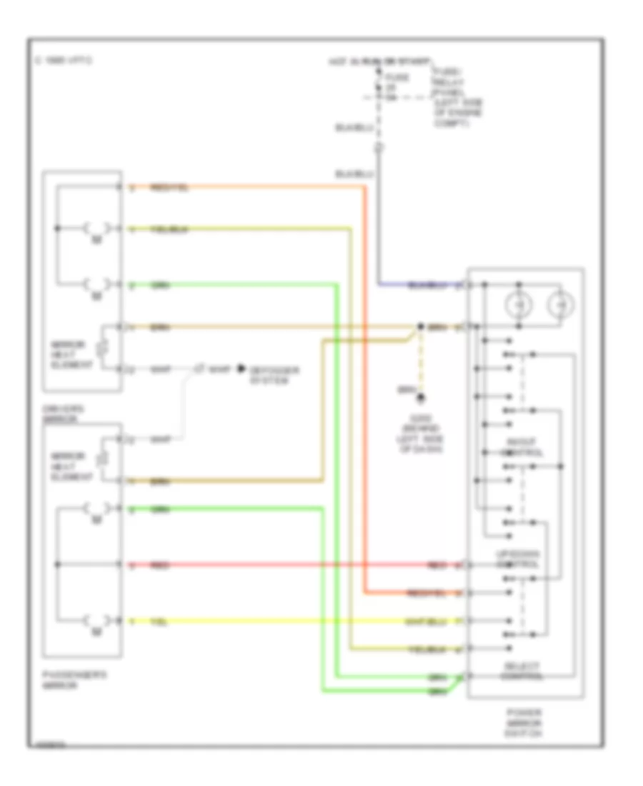 Power Mirrors Wiring Diagram for Audi 100 1991
