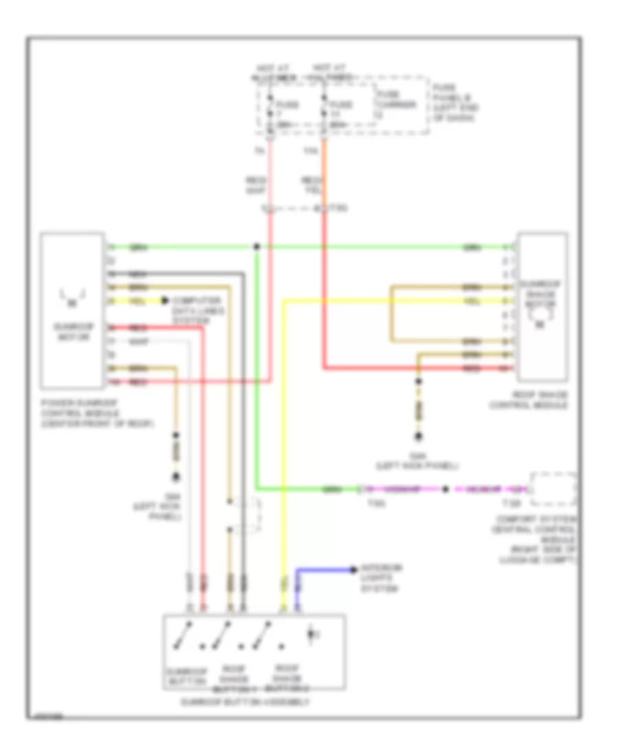 Power Top Sunroof Wiring Diagram for Audi A7 Premium 2013