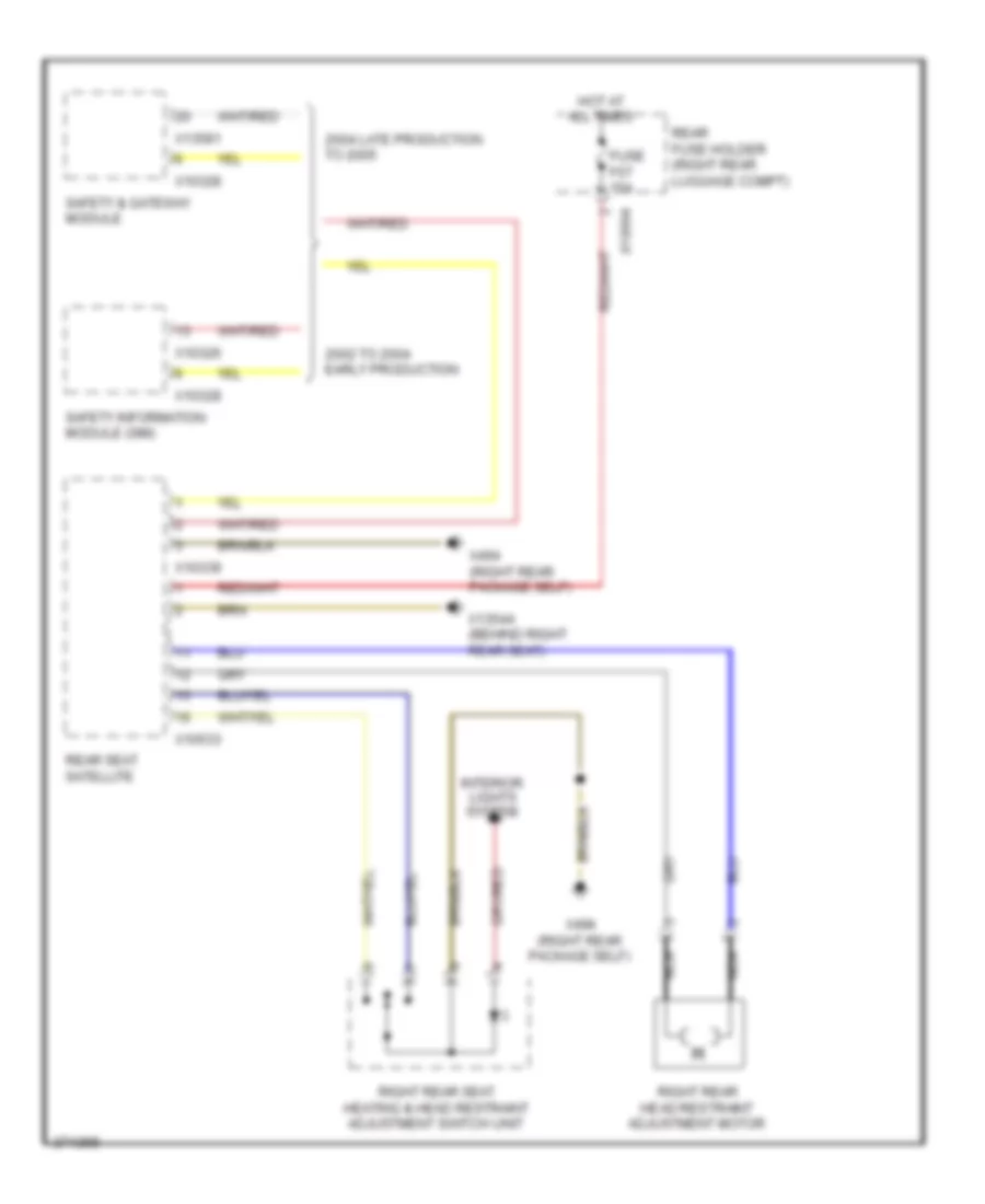 Right Rear Head Restraint Wiring Diagram for BMW 745Li 2002