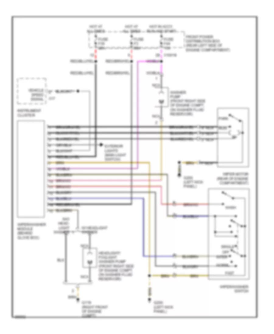 Электросхема стеклоочистителя, дворников и омывателя для BMW M Roadster 1998