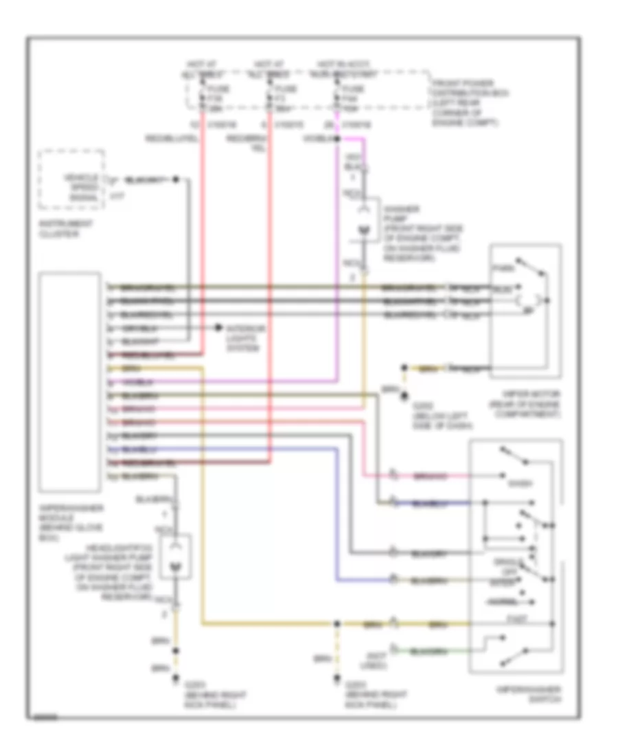 Электросхема стеклоочистителя, дворников и омывателя, Канадский Кабриолет для BMW 323i 1999