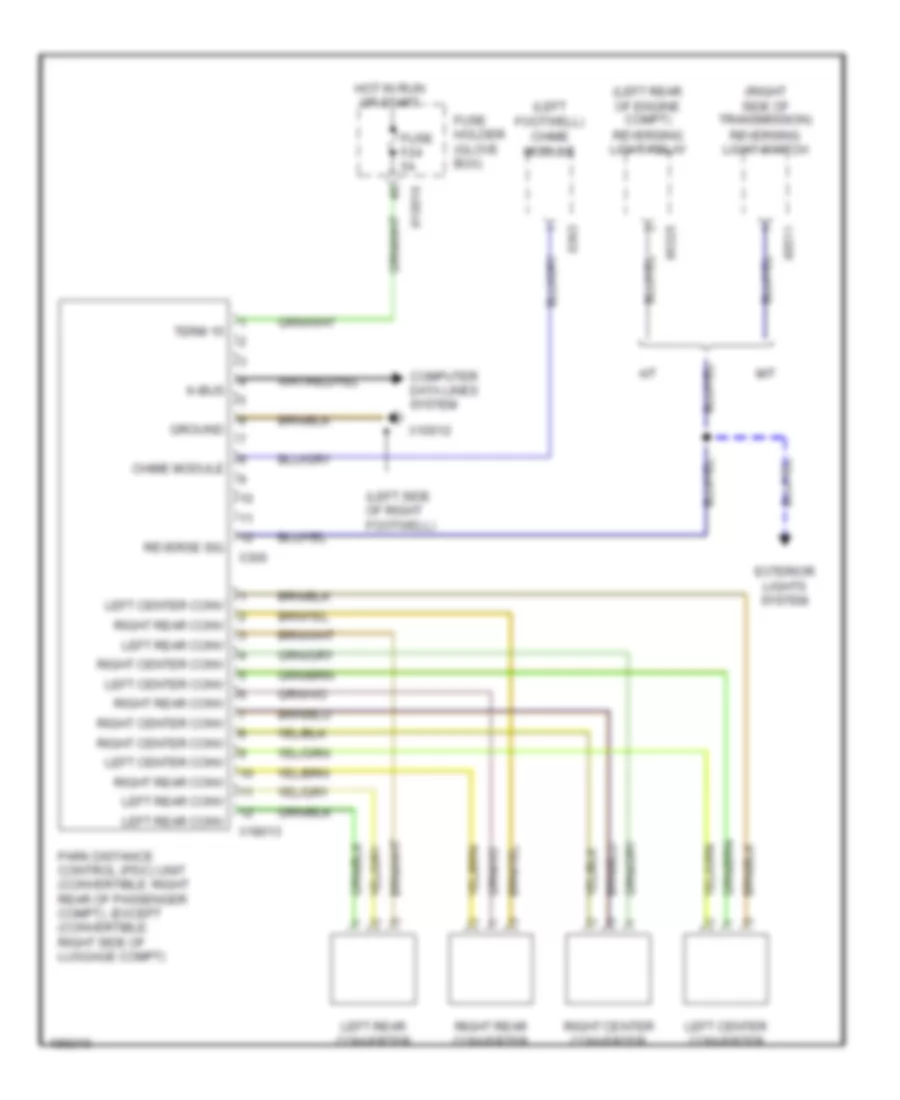 Parking Assistant Wiring Diagram, Except Convertible for BMW 323i 1999