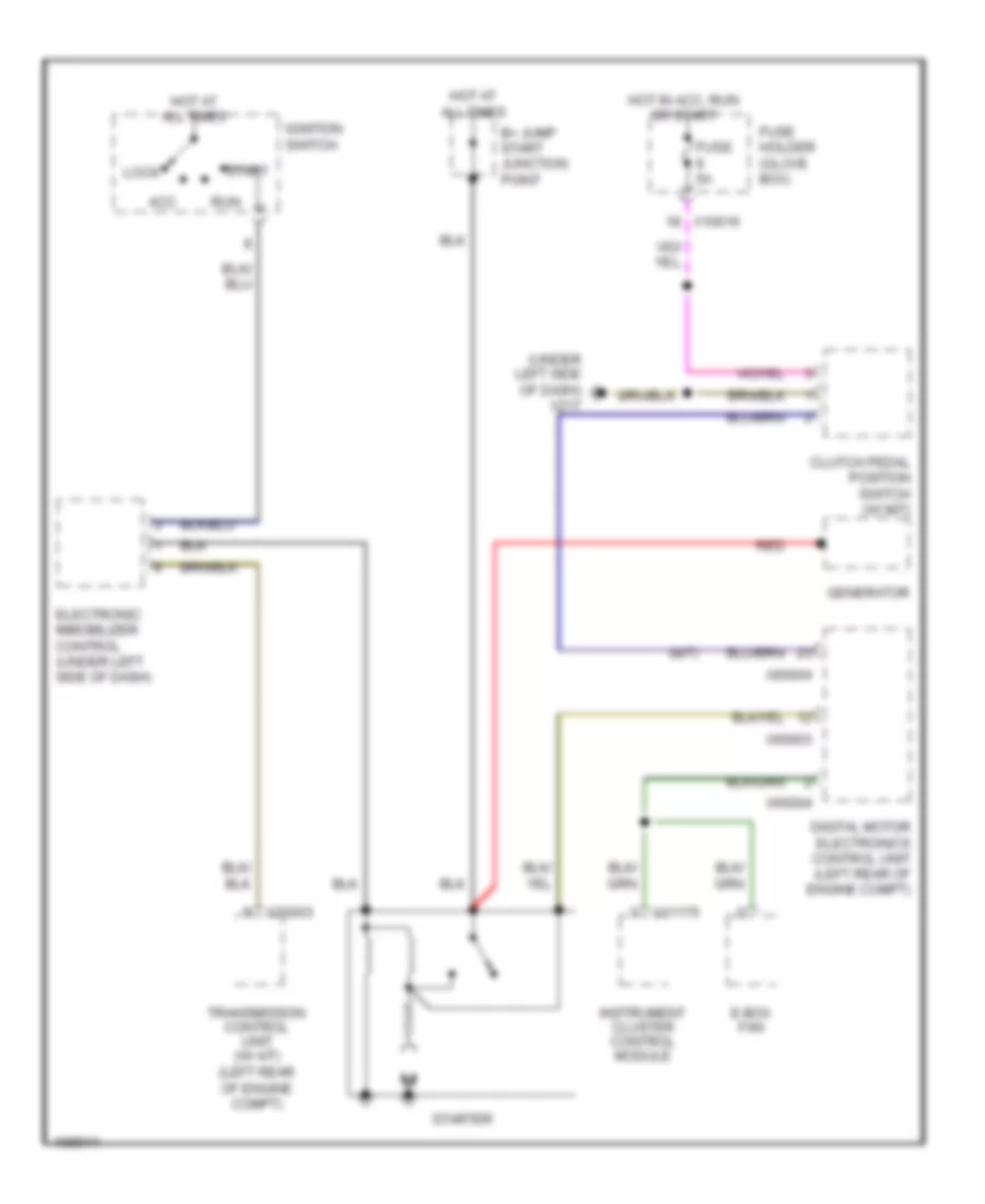 Starting Wiring Diagram, Except Convertible for BMW 323i 1999