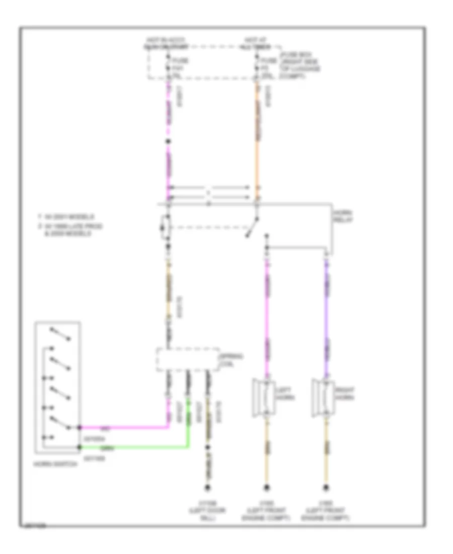 Horn Wiring Diagram, Late Production for BMW 740i 1999