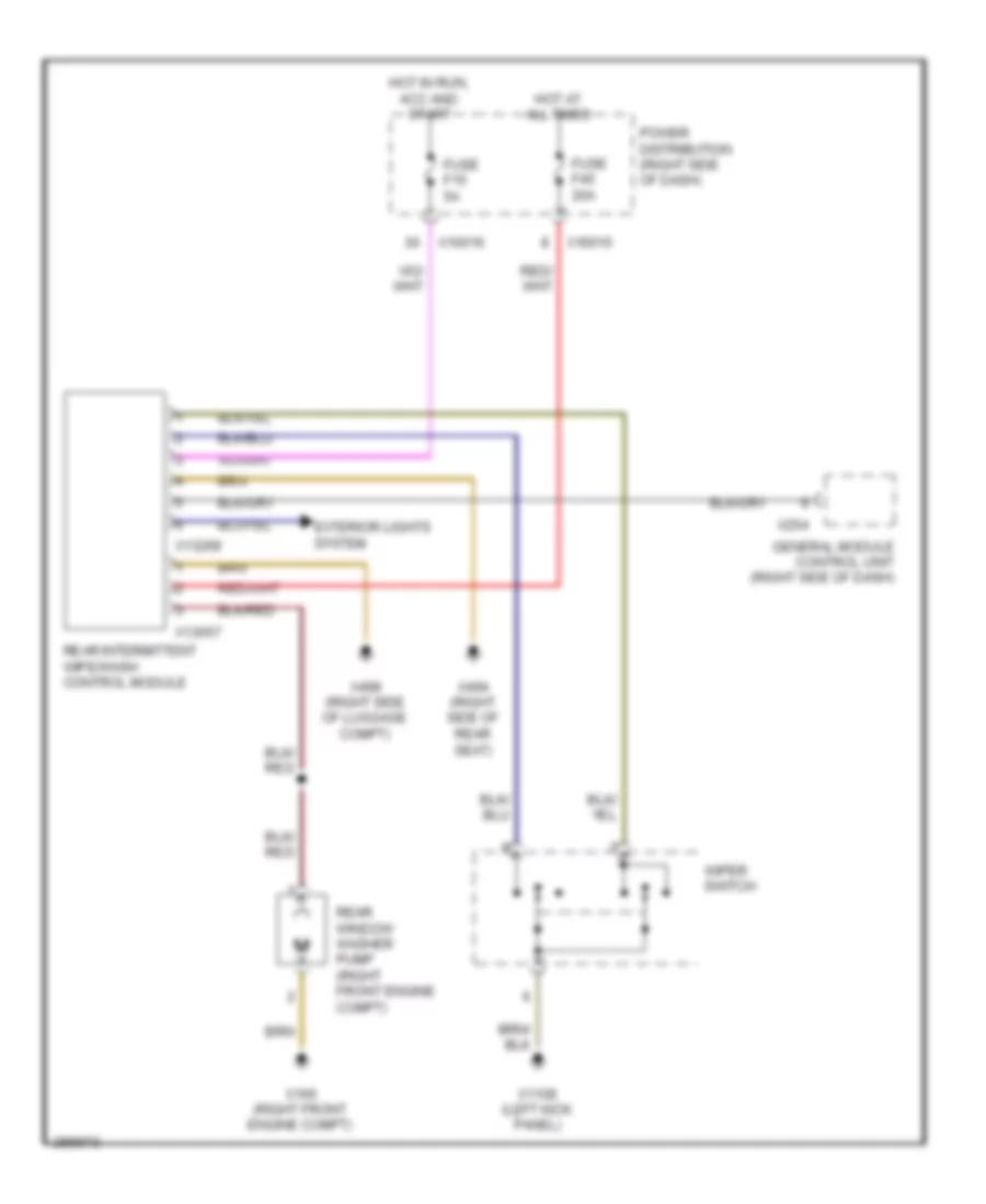 Электросхема заднего стеклоочистителя дворника и омывателя для BMW X3 30i 2009