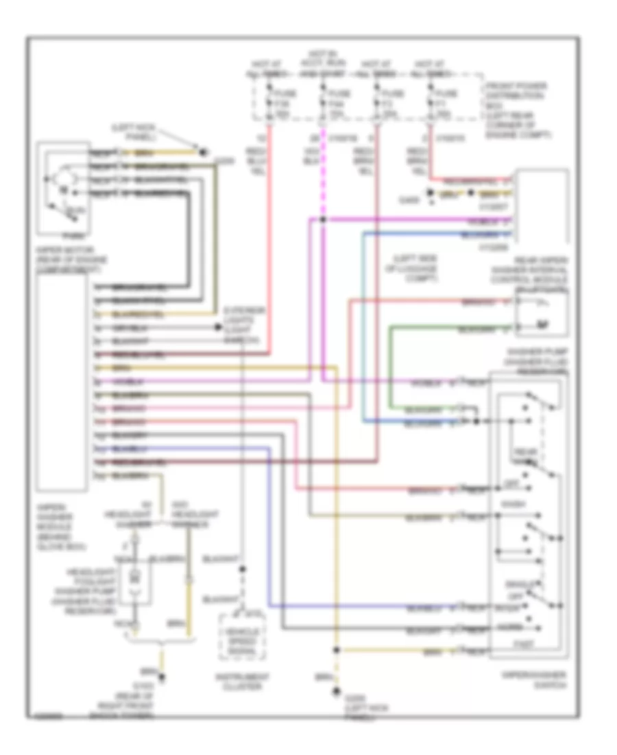 Электросхема стеклоочистителя, дворников и омывателя, Купе для BMW M Roadster 1999