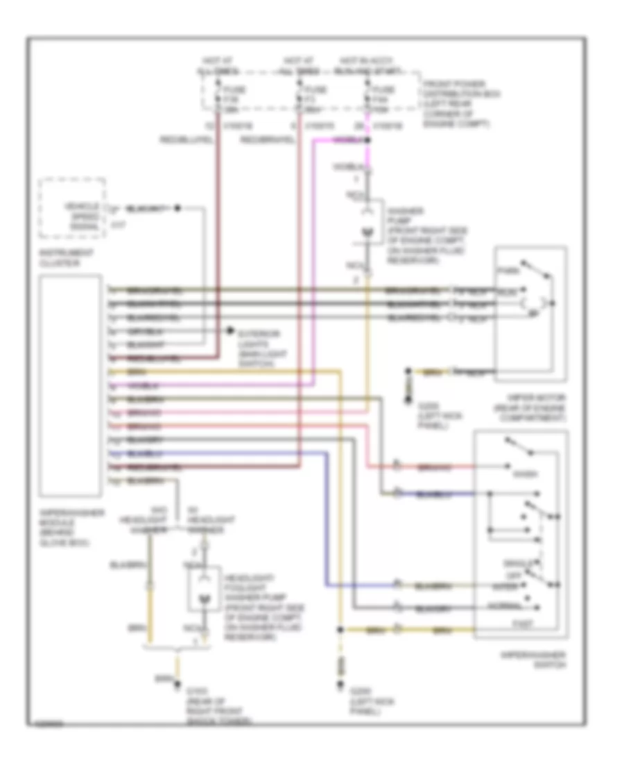Электросхема стеклоочистителя, дворников и омывателя, Родстер для BMW M Roadster 1999