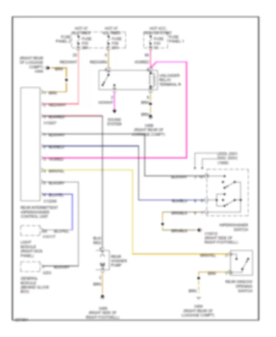 Rear Wiper Washer Wiring Diagram for BMW 540i 2003