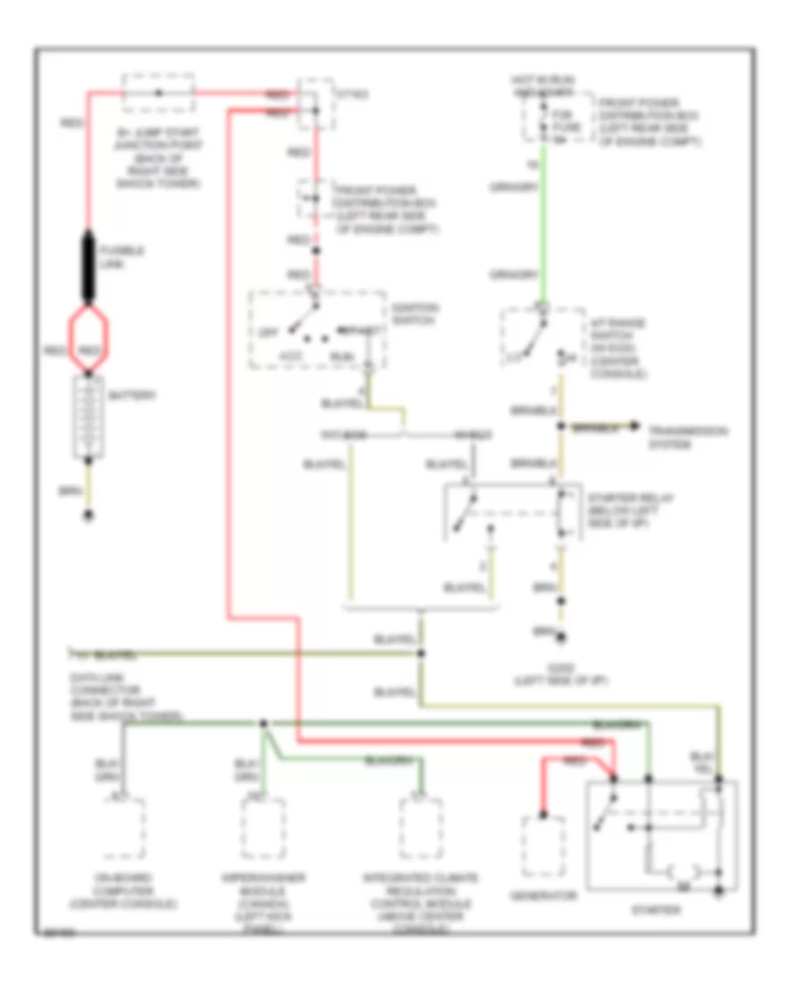 Starting Wiring Diagram, Except Convertible for BMW 318is 1992