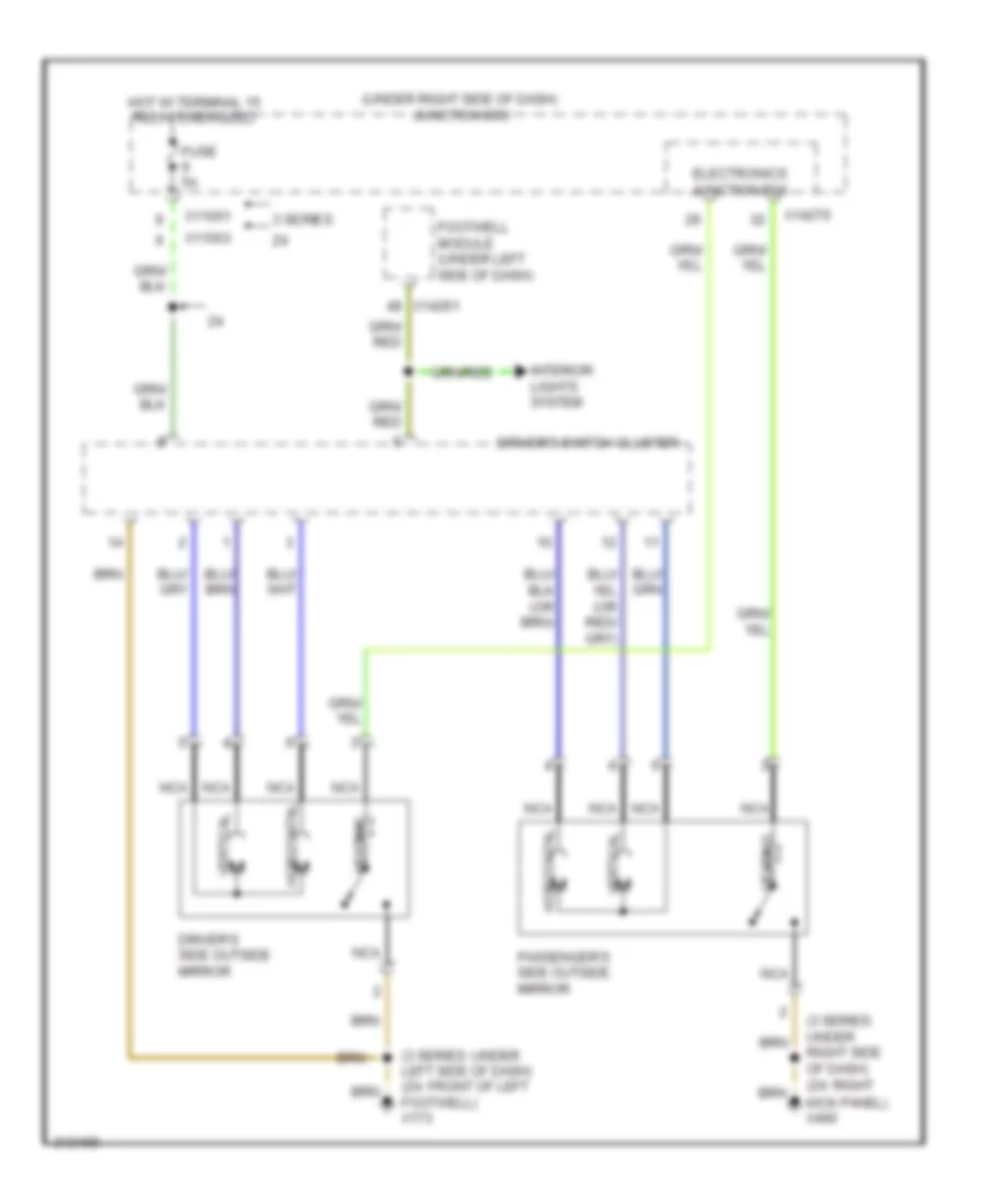 Power Mirrors Wiring Diagram with Heated Mirrors for BMW Z4 30i 2009