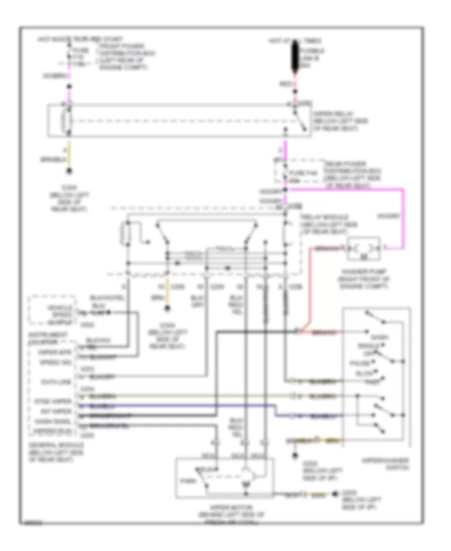 Электросхема стеклоочистителя, дворников и омывателя для BMW 735iL 1992