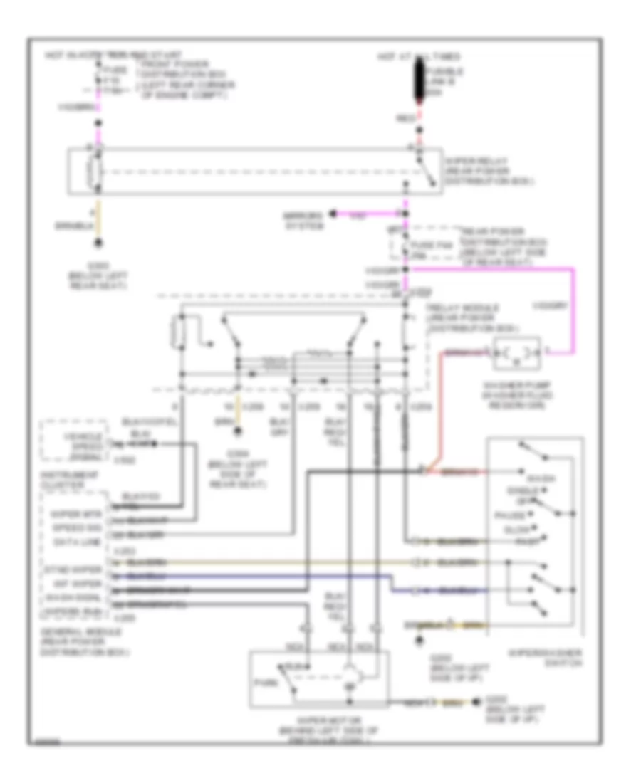 Электросхема стеклоочистителя, дворников и омывателя для BMW 740i 1993