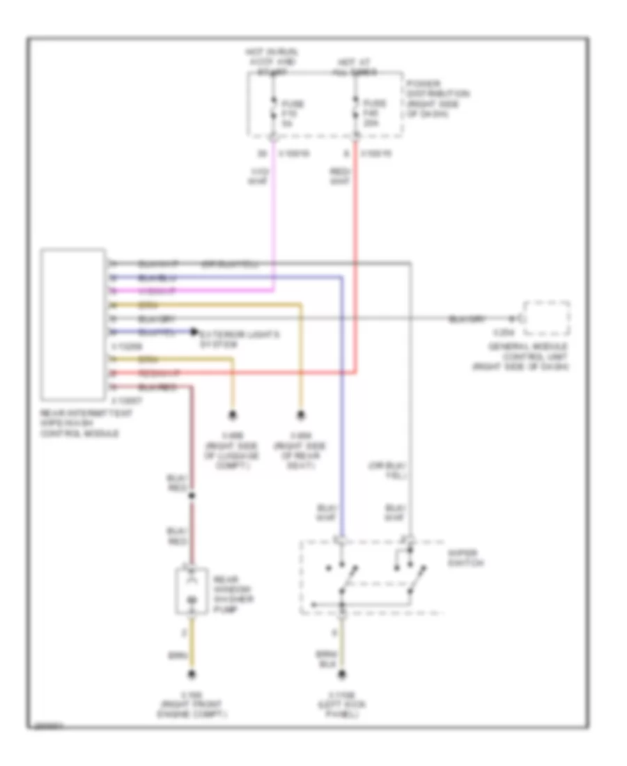 Электросхема заднего стеклоочистителя дворника и омывателя для BMW X3 30i 2004