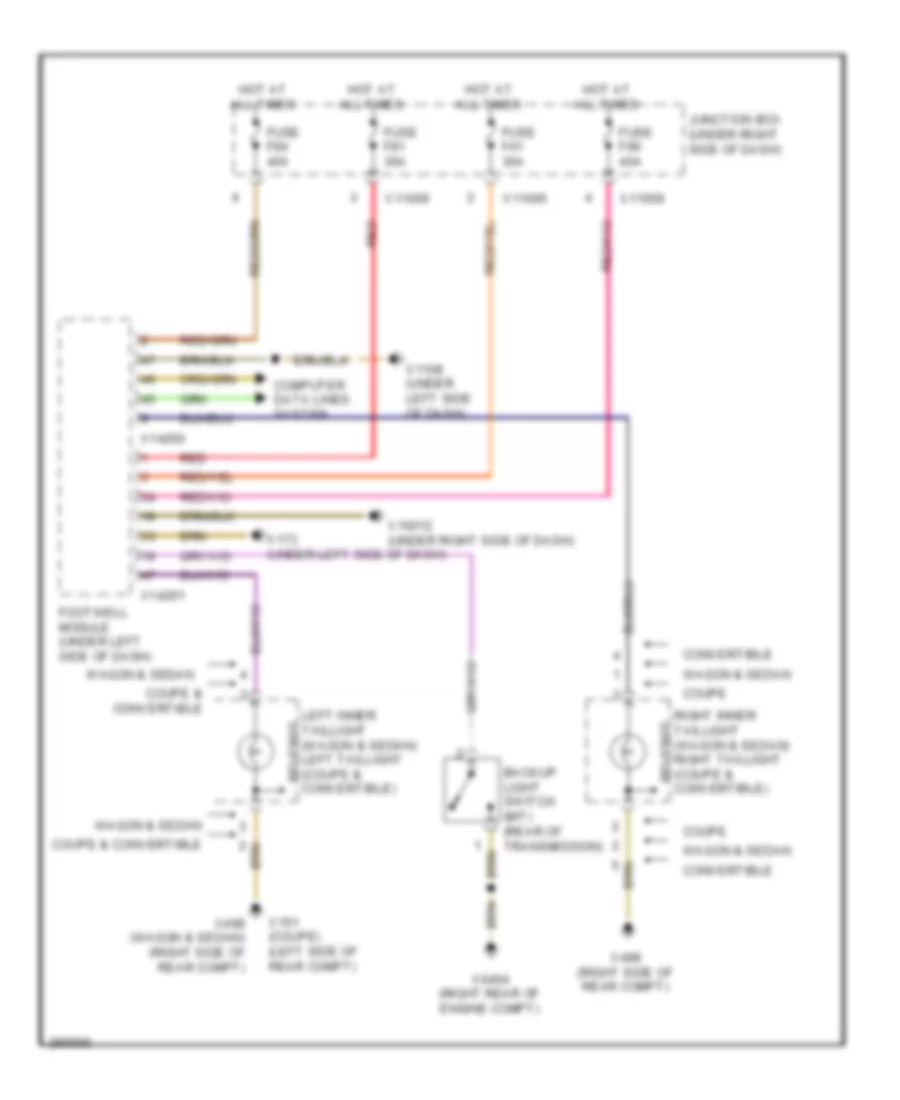 Backup Lamps Wiring Diagram for BMW 328xi 2008