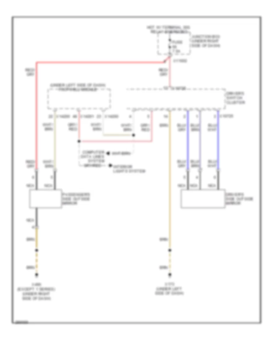 Power Mirrors Wiring Diagram without Heated Mirrors for BMW 328xi 2008