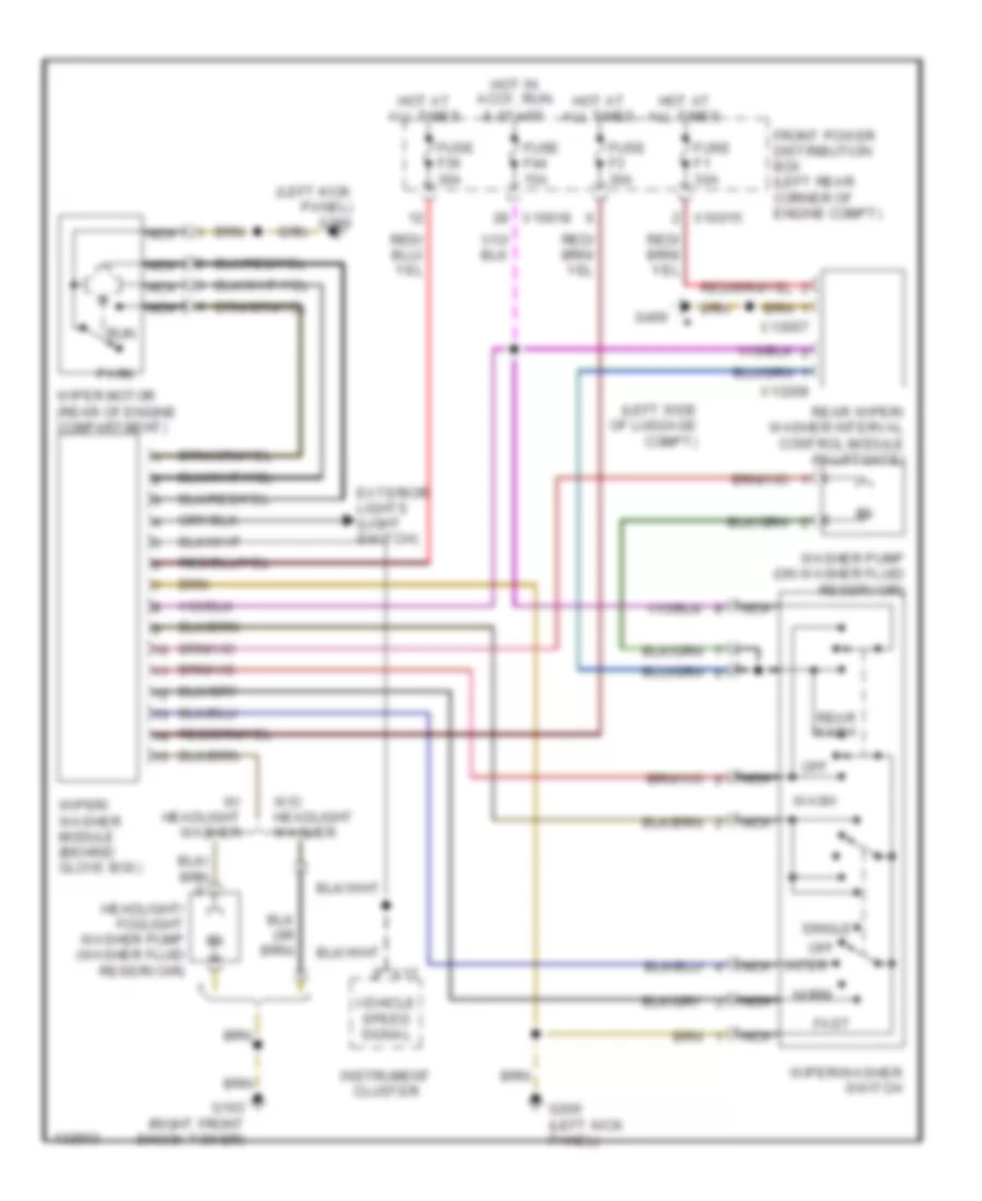 Электросхема стеклоочистителя, дворников и омывателя, Купе для BMW Z3 2001