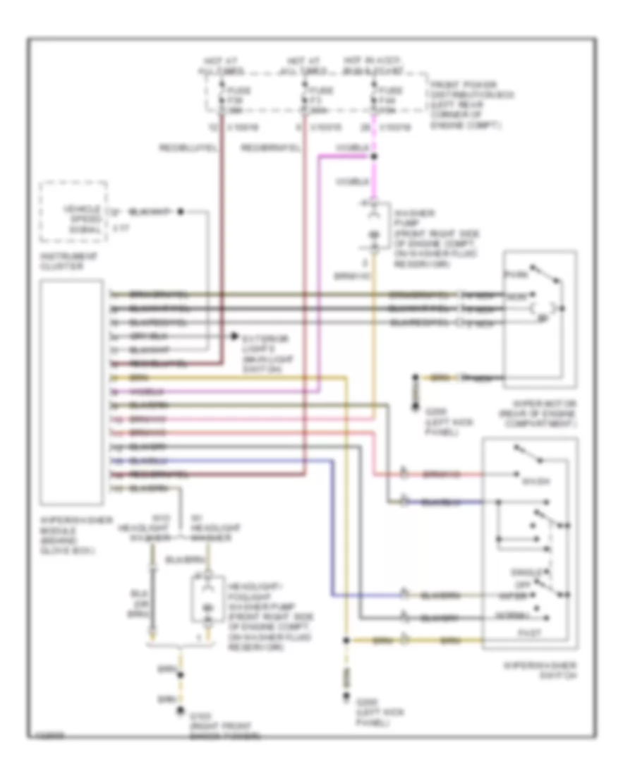 Электросхема стеклоочистителя, дворников и омывателя, Родстер для BMW Z3 2001