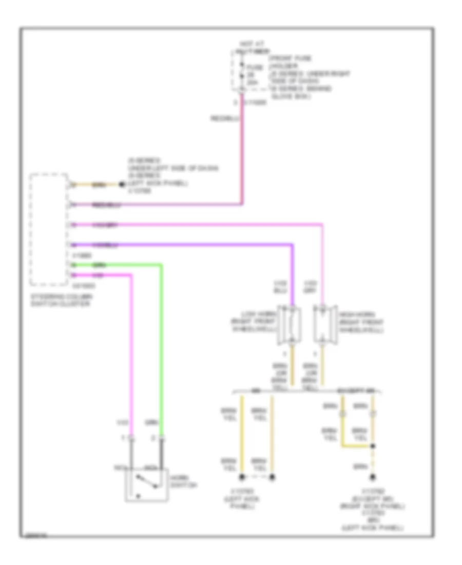 Horn Wiring Diagram for BMW 528xi 2008