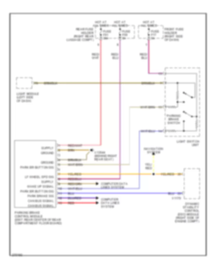 Electronic Parking Brake Wiring Diagram for BMW 750i 2008