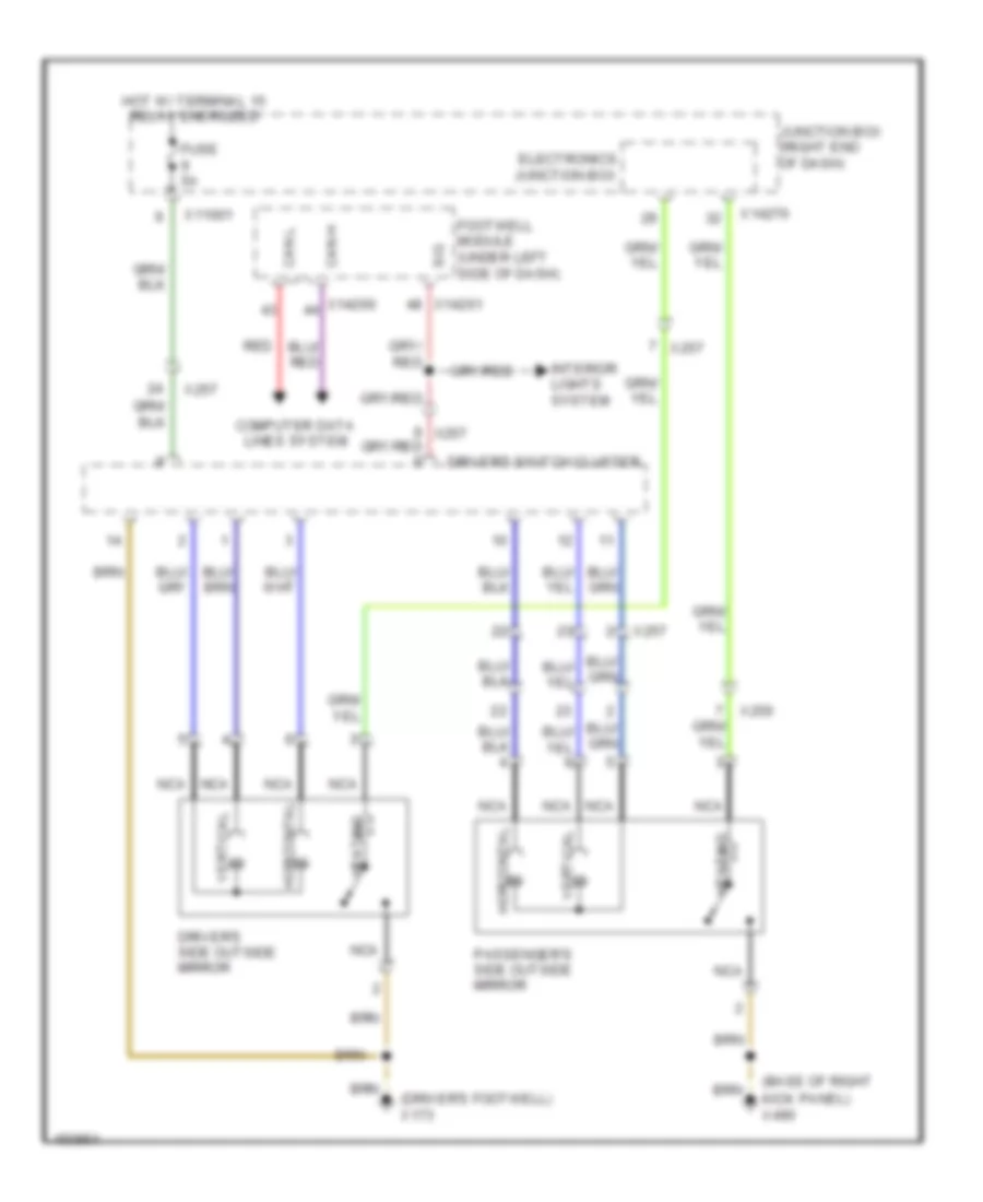 Memory Mirrors Wiring Diagram, without LIN bus Function for BMW X1 sDrive28i 2014