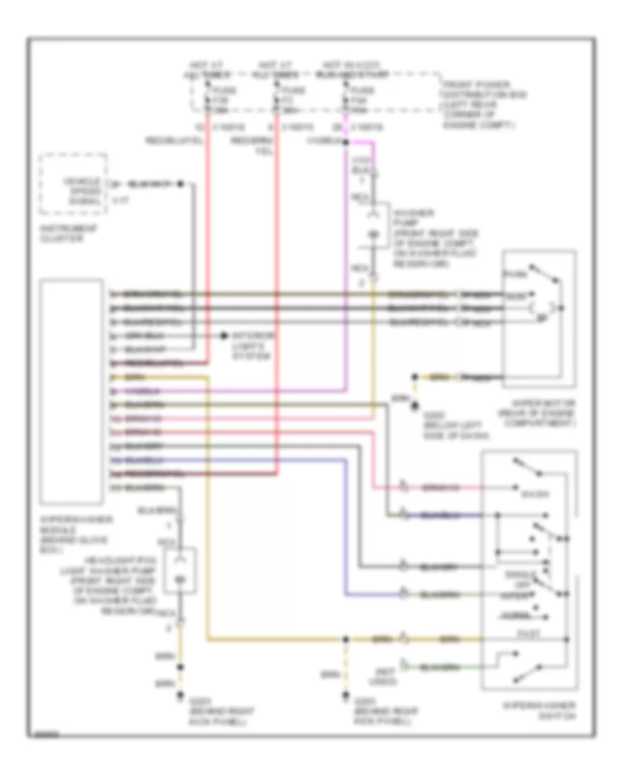 Электросхема стеклоочистителя, дворников и омывателя, Канада для BMW 318i 1997