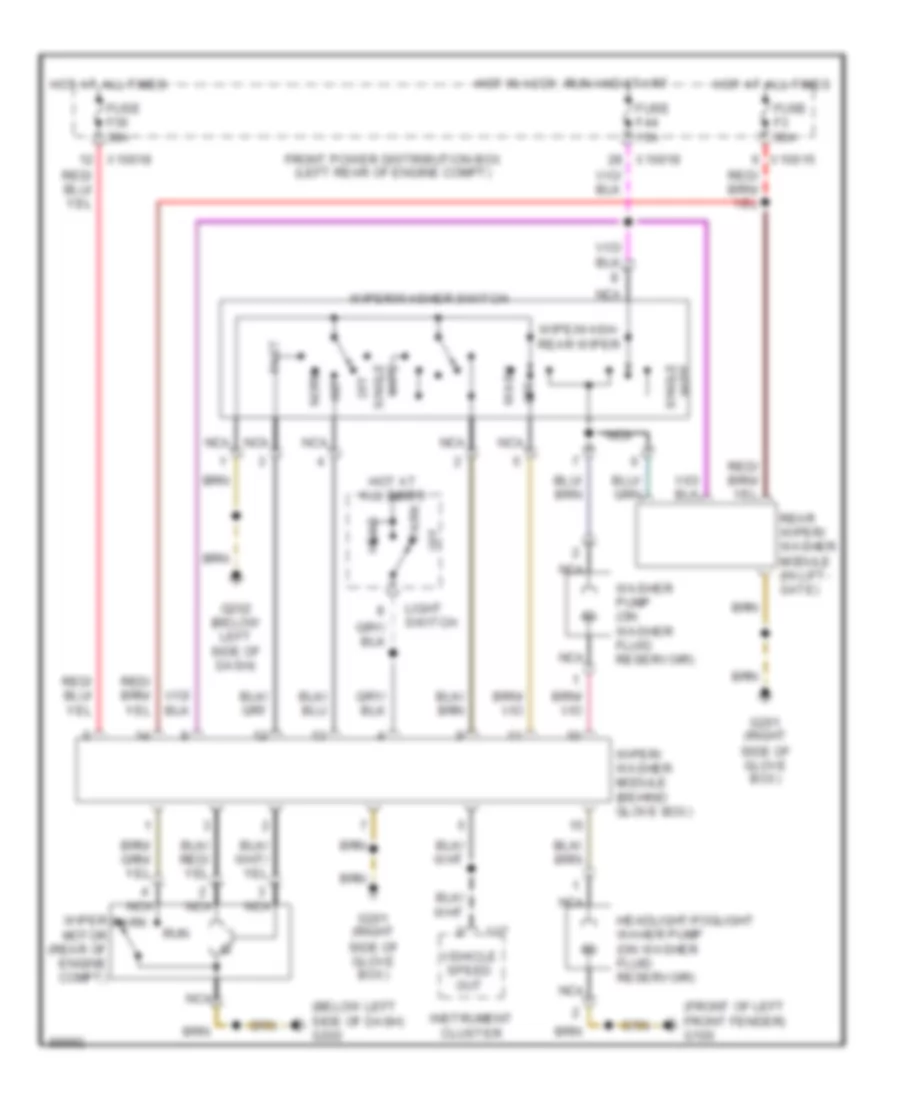 Электросхема стеклоочистителя, дворников и омывателя, Канада для BMW 318ti 1997