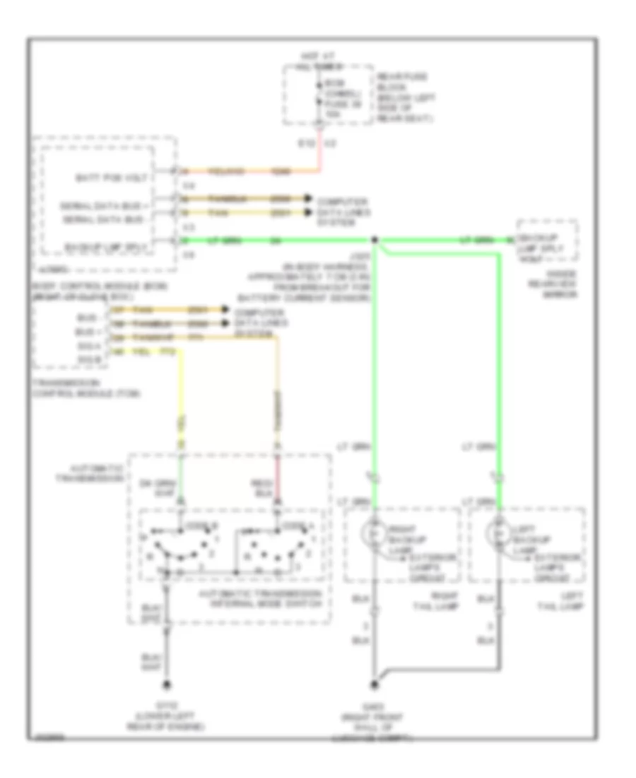 3.9L VIN 1, Электросхема заднего хода для Buick Lucerne Super 2009