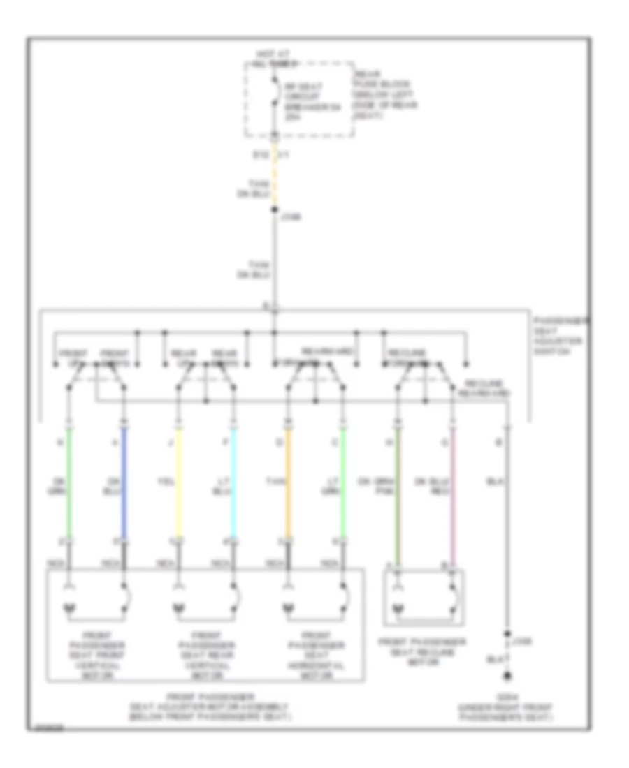 Электросхема привода пассажирского сиденья с 8 путями для Buick Lucerne Super 2009