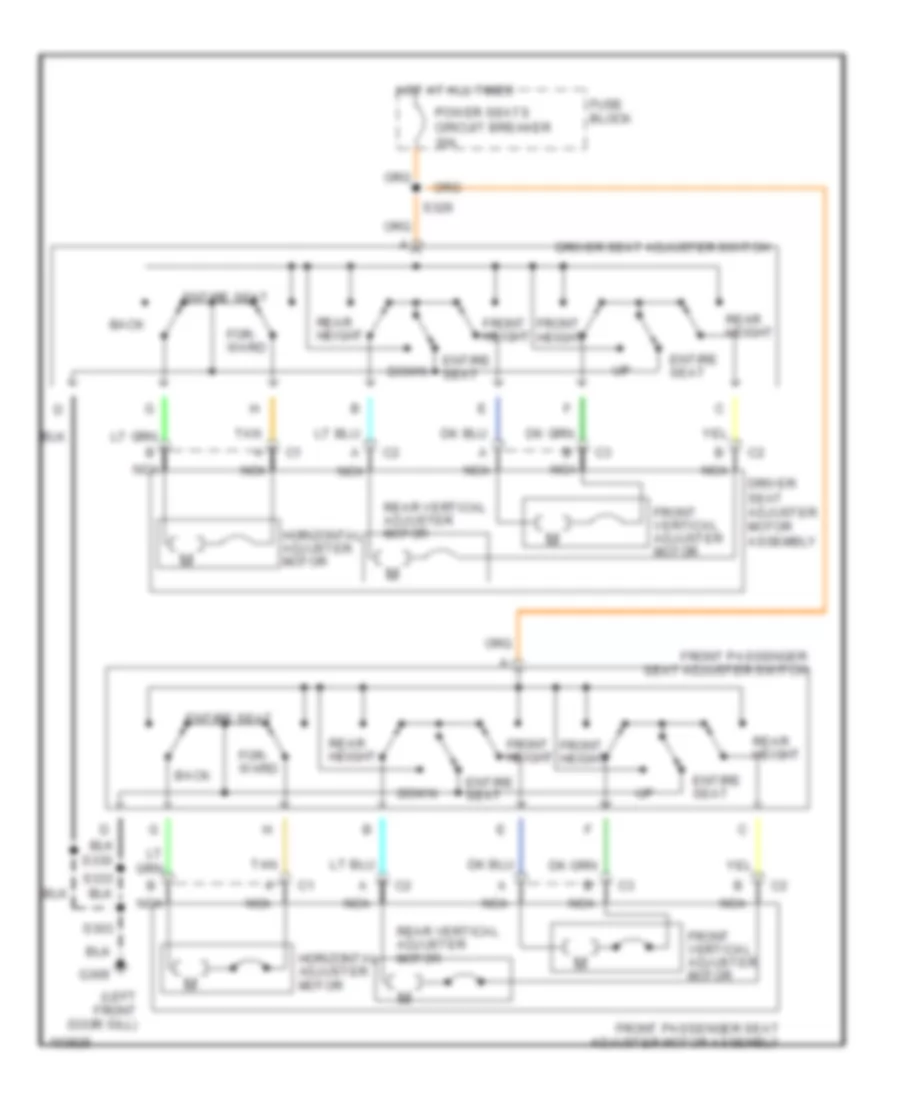 Электросхема привода сидений с 6 путями для Buick Regal GS 1998