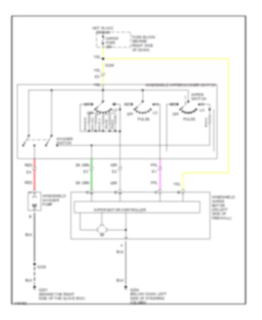 Электросхема стеклоочистителя, дворников и омывателя для Buick Regal GS 1999