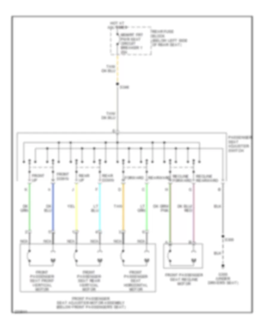Электросхема привода пассажирского сиденья с 8 путями для Buick Lucerne CXS 2006