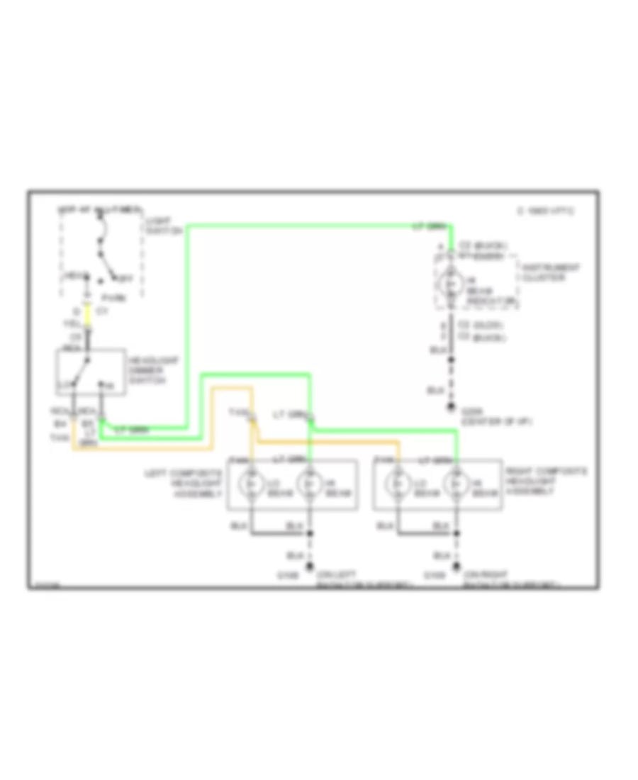 Электросхема фар, без DRL для Buick Century Special 1995