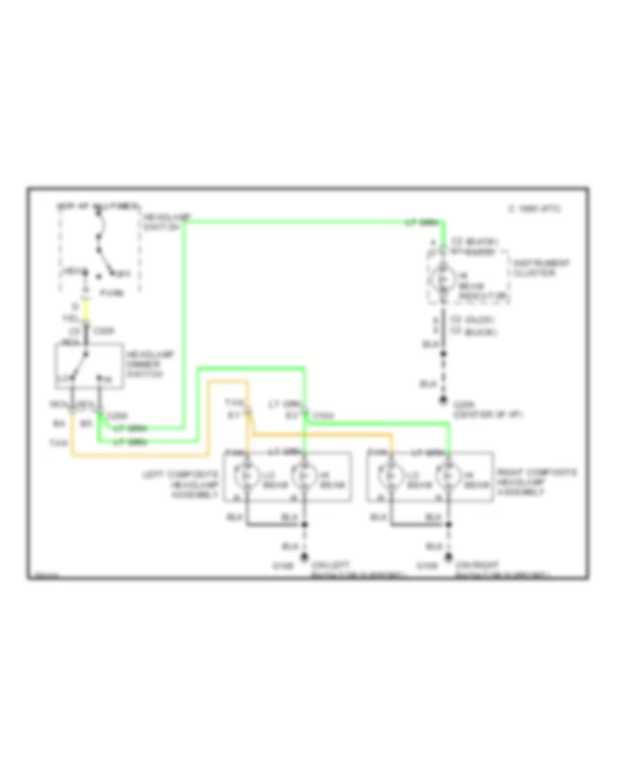 Электросхема фар, без DRL для Buick Century Special 1996